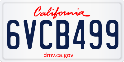 CA license plate 6VCB499
