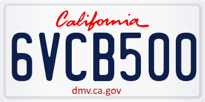 CA license plate 6VCB500