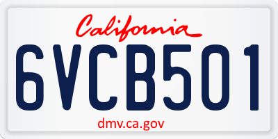 CA license plate 6VCB501