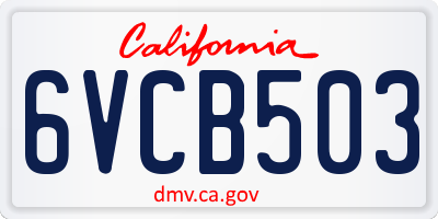CA license plate 6VCB503