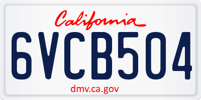 CA license plate 6VCB504