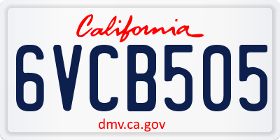 CA license plate 6VCB505