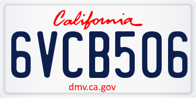 CA license plate 6VCB506