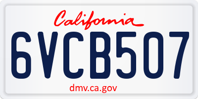 CA license plate 6VCB507