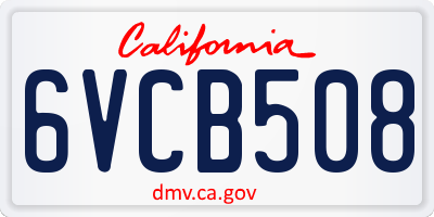 CA license plate 6VCB508