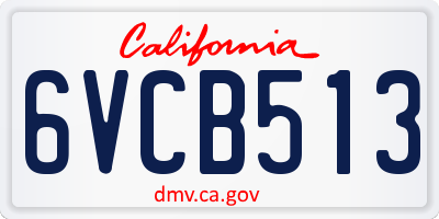 CA license plate 6VCB513