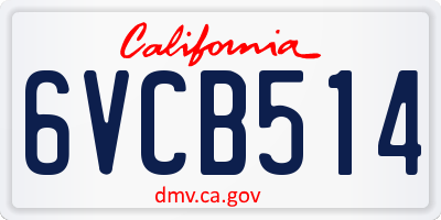 CA license plate 6VCB514