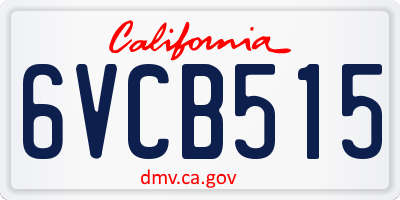 CA license plate 6VCB515