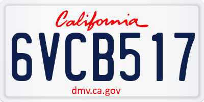 CA license plate 6VCB517