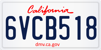 CA license plate 6VCB518
