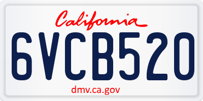 CA license plate 6VCB520
