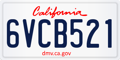 CA license plate 6VCB521