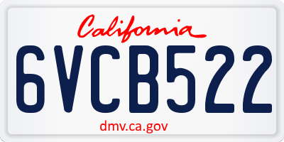 CA license plate 6VCB522