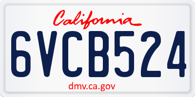 CA license plate 6VCB524