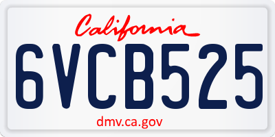 CA license plate 6VCB525