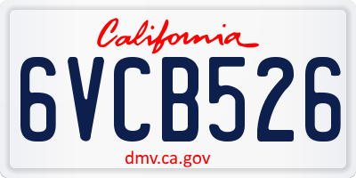 CA license plate 6VCB526