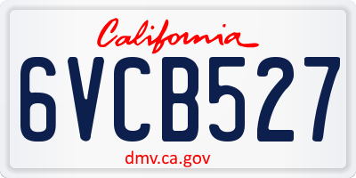 CA license plate 6VCB527