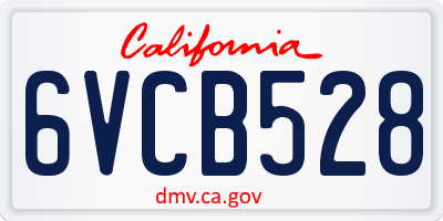 CA license plate 6VCB528