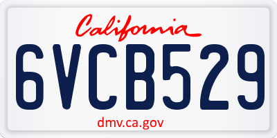 CA license plate 6VCB529