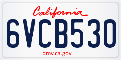 CA license plate 6VCB530