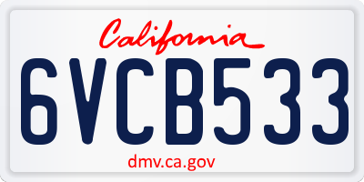 CA license plate 6VCB533