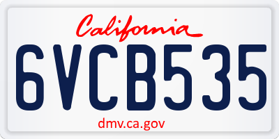CA license plate 6VCB535