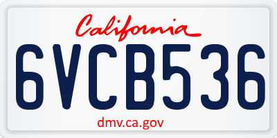 CA license plate 6VCB536