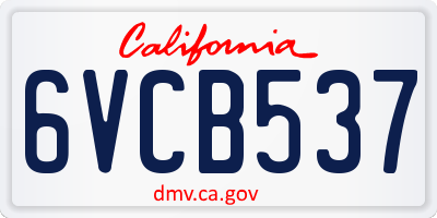 CA license plate 6VCB537