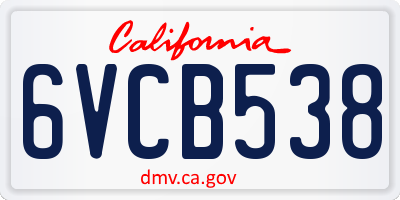 CA license plate 6VCB538