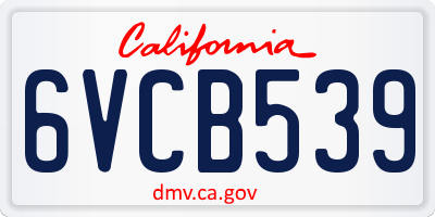 CA license plate 6VCB539