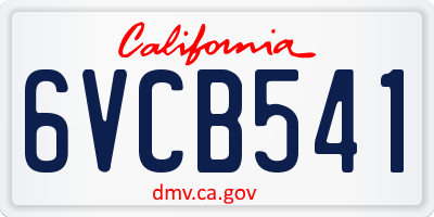 CA license plate 6VCB541