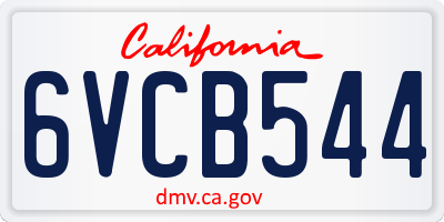 CA license plate 6VCB544