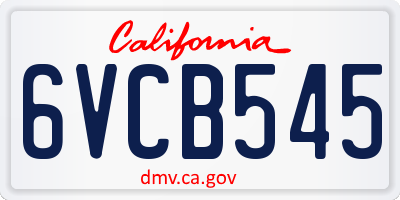 CA license plate 6VCB545