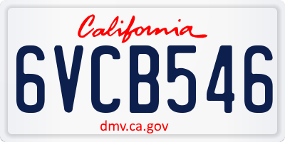 CA license plate 6VCB546