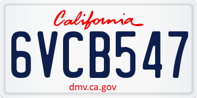 CA license plate 6VCB547