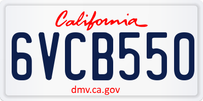 CA license plate 6VCB550
