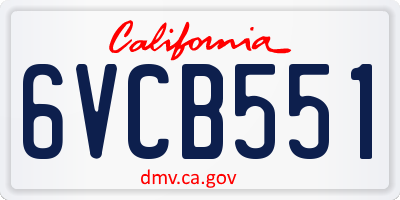 CA license plate 6VCB551