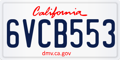 CA license plate 6VCB553