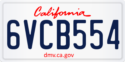 CA license plate 6VCB554
