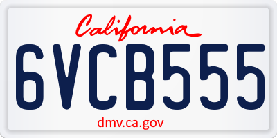 CA license plate 6VCB555