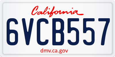 CA license plate 6VCB557