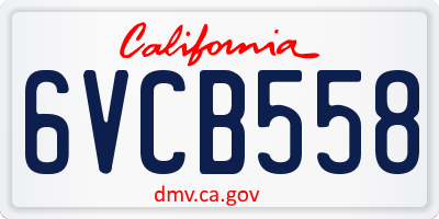 CA license plate 6VCB558