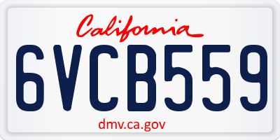 CA license plate 6VCB559