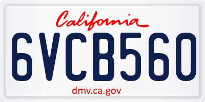 CA license plate 6VCB560