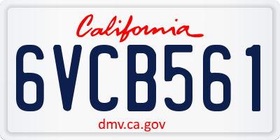 CA license plate 6VCB561