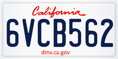 CA license plate 6VCB562