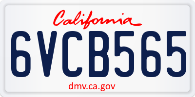 CA license plate 6VCB565