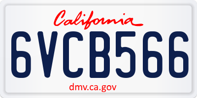 CA license plate 6VCB566
