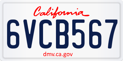 CA license plate 6VCB567