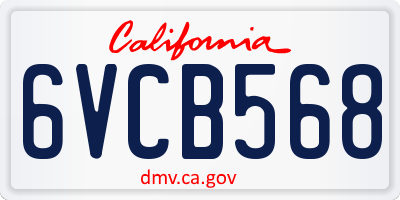CA license plate 6VCB568